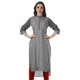 thumbnail image 1 of Moomaya Kurti Tunique Imprimée à Col Mandarin Longueur Genou pour Femmes Vêtements Porter, 1 of 6