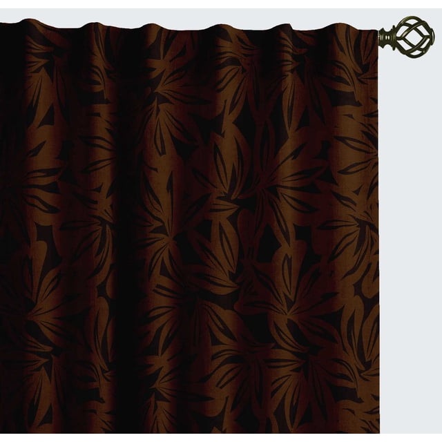Vargottam 84 Inch Rod Pocket/Back Tab Cotton Curtains for Windows and Doors- Light Filtering Cotton- Light Filtering Drapes For Doors- Set of 2 Panels, 52"x84"- Hand Drawn Floral Design (Brown)