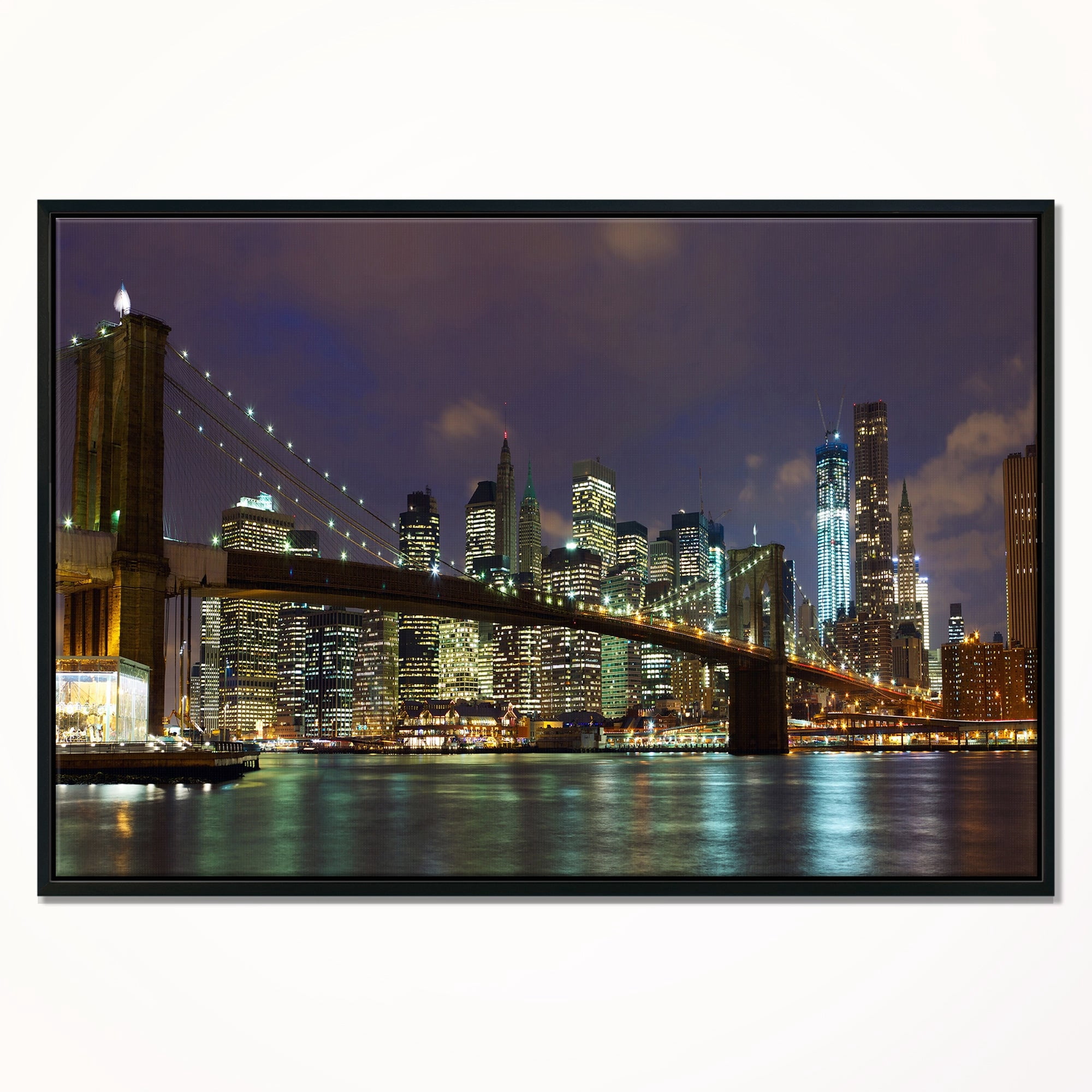 Design Art Brooklyn Bridge Vue Panoramique  Sur Toile Encadrée