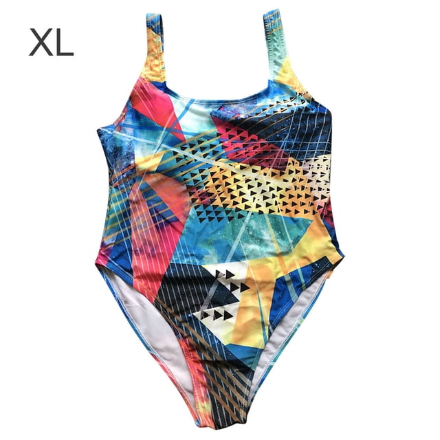 Maillot de Bain Imprimé Taille Ajourée Femmes Maillot de Bain Imprimé Femmes Grande Taille Polyester Tenue de Plage, Coloré, TG