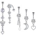 thumbnail image 1 of Briana Williams 14G Dangle Belly Button Rings for Women Silver, 1 of 5
