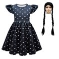 thumbnail image 1 of HAWEE Costume de Wednesday Addams pour Filles, Costumes d'Halloween, Robe avec Perruque, Sac, 1 of 6