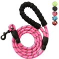 thumbnail image 1 of Strong Nylon Dog Leash Rope with Comfortable Padded Handle Training Lead for Medium and Large Breeds Dogs - Heavy Duty 5ft Long (Rose Red), 1 of 4