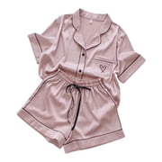 GDREDA Women's Sleepwear Set Pajamas Ice And Autumn Home Clothes Thin Tops And Shorts Suits That Can Be Worn Summer Two Piece Set Women Pajama Sets pyjamas Pink,XXL