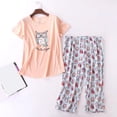 thumbnail image 2 of 2025 Ensemble de Pyjama en Coton pour Femmes Ensemble pour Femmes Haut à Manches Courtes Capri Jolies Robes de Nuit pour Femmes Pantalon de Sommeil Tenue de Nuit, 2 of 6