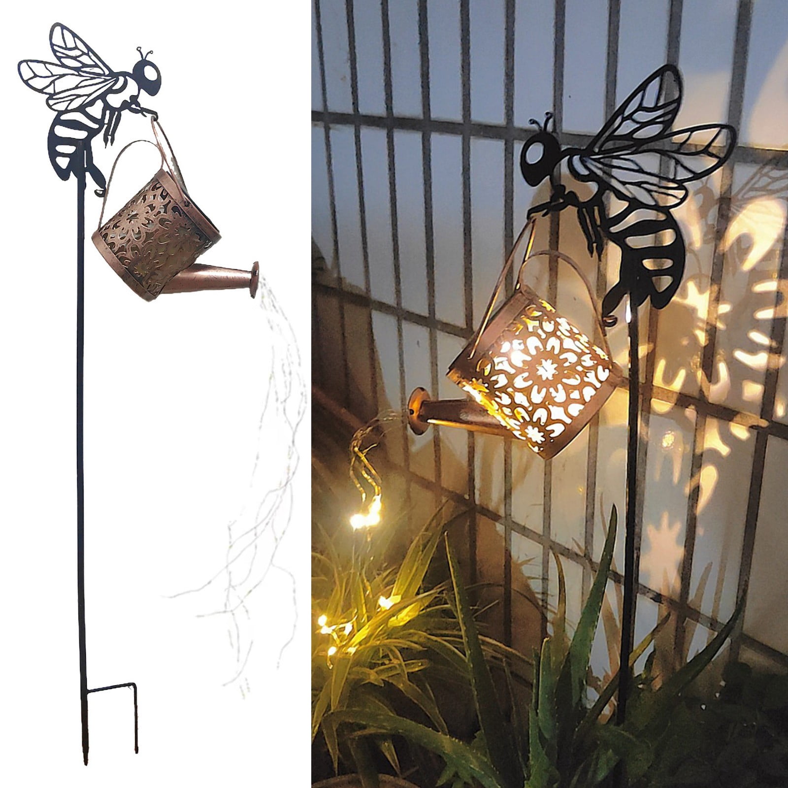 Solar Watering Can Lights - Large Metal Hanging Solar Lights Outdoor, Waterproof Garden Decor, Yard & Patio Lighting, Solar Powered, JKODE