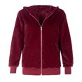 thumbnail image 4 of WEIYLL Fleece Jacket Women Long Sleeve Pocket Pure Color Bunny Wine Fall Tops Size M, 4 of 6