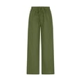 thumbnail image 4 of Pantalons Larges pour Femmes Pantalons Décontractés Unis Confortables Taille Haute Élastique Pantalons Larges Longueur Décontractée Pantalons Taille Haute pour Femmes, 4 of 6