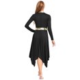 thumbnail image 2 of Hansber Robe de Louange Métallisée pour Femmes à Manches Longues, Ourlet Irrégulier, Tunique, Costume de Performance, Noir, P, 2 of 4