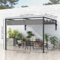 thumbnail image 3 of Outsunny Pergola Adossée 10 Pieds x 7 Pieds avec Auvent Rétractable pour Patio, Terrasse, 3 of 10