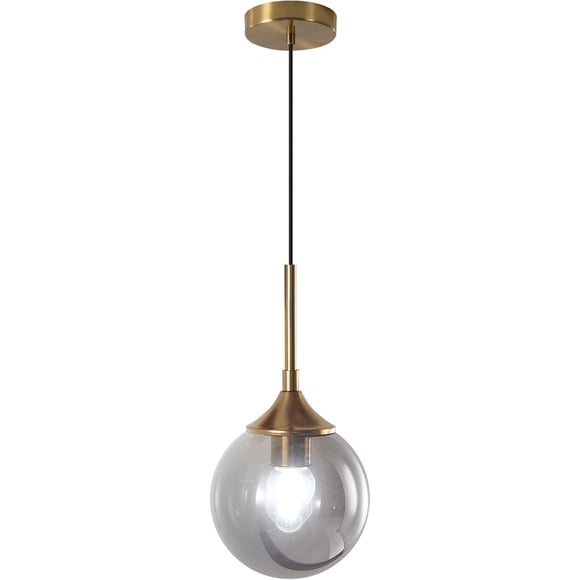 KCO Lighting Modern Smoke Grey Pendant Light Vintage Globe Hanging Lamp for Bedroom