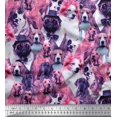 thumbnail image 1 of Soimoi Georgette Viscose Fabric Pug,Beagle & English Cocker Spaniel Dog Scene Print Fabric by Yard 42 Inch Wide, 1 of 3