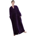 thumbnail image 3 of Women's Flannel Robe Zipper Front Long Plush Full Length Bathrobe with Pockets M-XL, 3 of 7