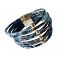 thumbnail image 3 of yingyy Bracelet Multi-layers Magnetic Buckle Leather Multi-colored Leopard Print Bangle Party Decoration Wristband Jewelry Blue 1Set, 3 of 6