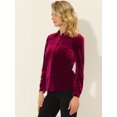 thumbnail image 3 of INSPIRE CHIC Chemise en Velours pour Femme à Col Pointu avec Poche Rouge Vin TG, 3 of 5