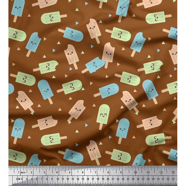 Soimoi Polyester Crepe Fabric Text & Peanut Butter Food Print Sewing Fabric Yard 42 Inch Wide