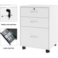 thumbnail image 4 of Soges Classeur Mobile à 3 Tiroirs, Classeur Roulant, Armoire de Bureau Moderne avec Serrure et Roulettes, Blanc, 4 of 8