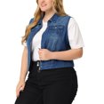 thumbnail image 4 of GRACE & GRANDEUR Women's Plus Size Trucker Vest Zipper Front Sleeveless Denim Vests Denim Blue 5X, 4 of 5