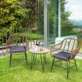 thumbnail image 1 of Gymax 3PCS Rattan Patio Conversation Set Bistro Chat Set w/ Gray Cushion, 1 of 10
