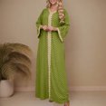 thumbnail image 2 of Robe Abaya Musulmane Femme, Caftan à Col en V, Robe de Prière Islamique, Robe Brodée Effet Bronzage, Robe Longue de Soirée pour les Fêtes, 2 of 6