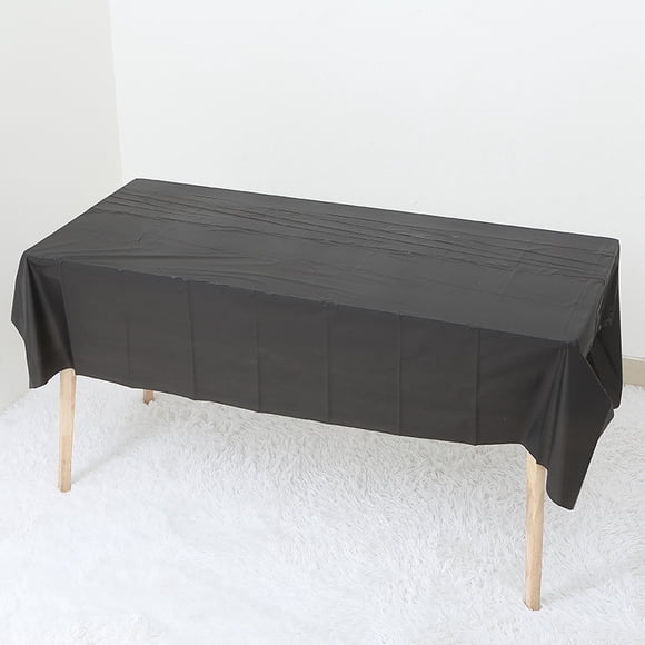 Nvzi 10Pcs Colorful Rectangle Plastic Tablecloth Disposable Waterproof Party Table Cloth 53.93x107.87'' Tablecloth Tablecloths for Picnic Kitchen Birthday (Black)