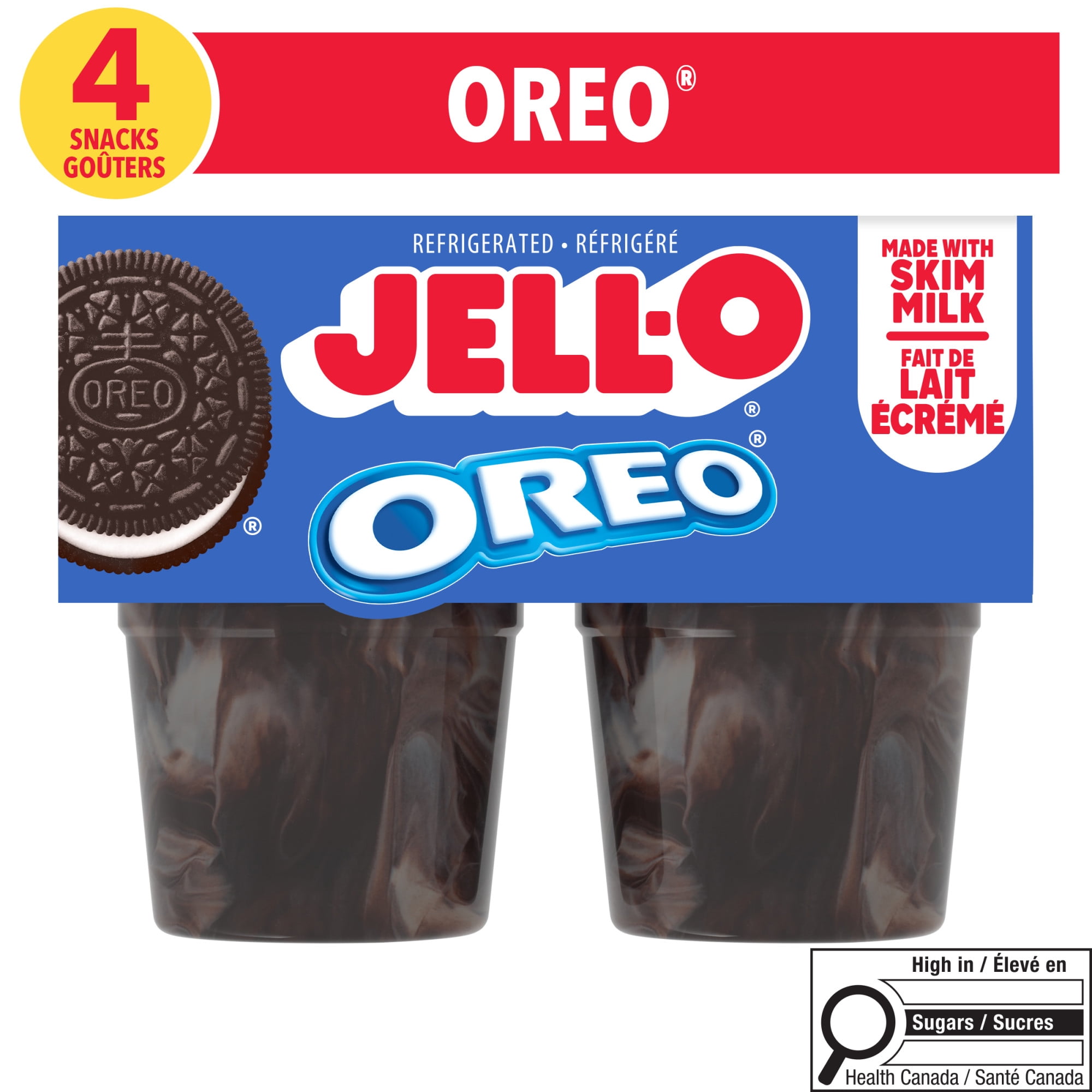 Jell-O Oreo Ready-to-Eat Refrigerated Pudding Snacks, 4 ct Cups