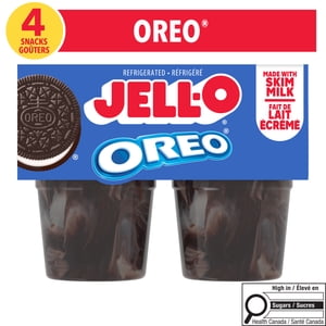 Jell-O Oreo Ready-to-Eat Refrigerated Pudding Snacks, 4 ct Cups