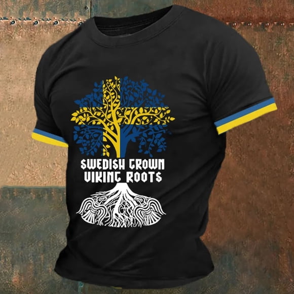 T-shirt Graphique Décontracté pour Hommes avec Art de Mythologie Nordique - Haut à Manches Courtes en Mélange Confortable pour le Quotidien et le Style de Rue