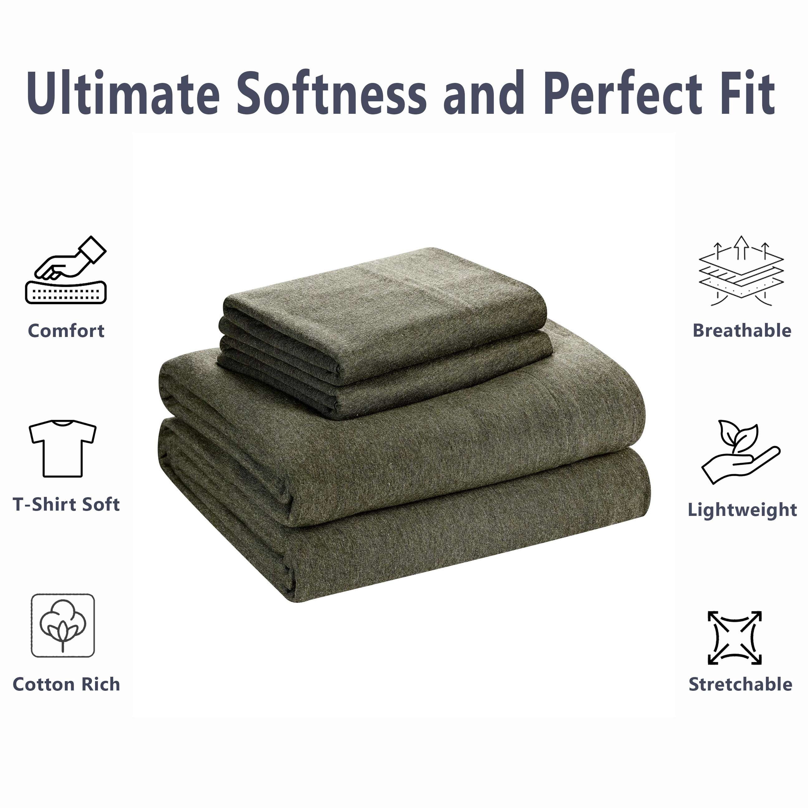 Mainstays – Parure de lit en jersey extra doux, enrichi en coton, pour adulte, King, couleur Sea Turtle Green, 4 pièces