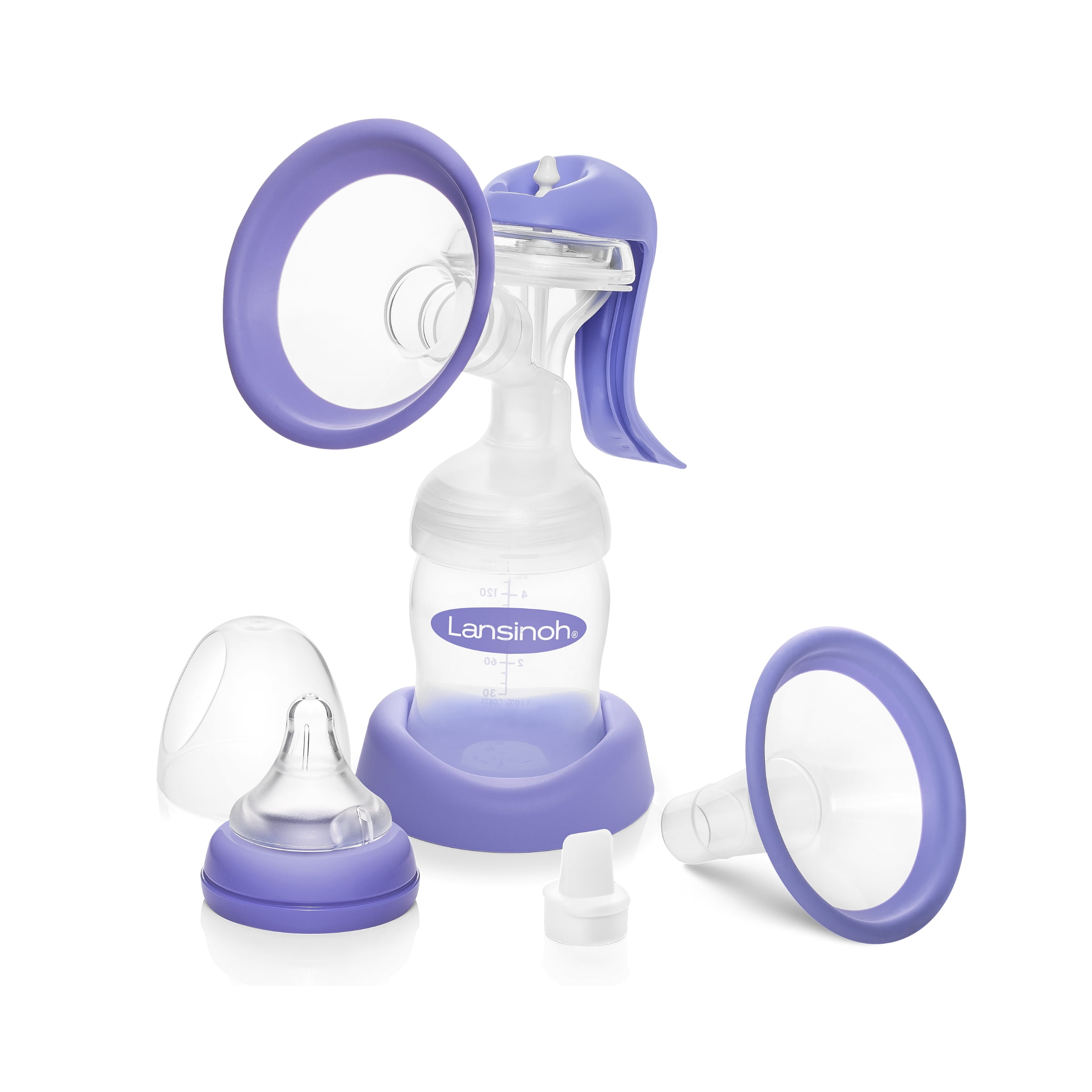 Tire-lait manuel Lansinoh, pompe à main pour l'allaitement, design léger et portable, comprend un biberon de 5 oz