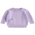 thumbnail image 1 of Baby Girl Boy Knit Pullover Sweater Fall Winter Warm Sweatshirt Tops with Pocket, 1 of 6