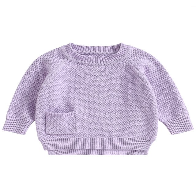 Baby Girl Boy Knit Pullover Sweater Fall Winter Warm Sweatshirt Tops with Pocket