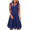 thumbnail image 1 of Birdeem Womens V-Neck Fashion Casual Solid Color Lace Sleeveless Dress, 1 of 6