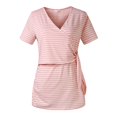 thumbnail image 1 of Vêtements de Grossesse Offres de l'Action de Grâce Liquidation Été Vêtements de Maternité pour Femmes Col Rond Manches Courtes Volants Pli Hauts de Grossesse, 1 of 4