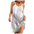 thumbnail image 2 of SMihono Robe Bohème d'Été pour Femmes Grande Taille Mode pour Femmes Aguichant Sans Manches à Rayures Imprimées Ourlet Imprimé Robe de Plage Ample, 2 of 3