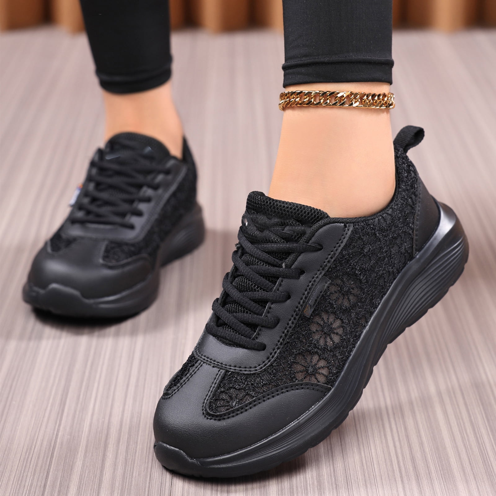Dress Shoes Breathable Lace Up Sneakers HTHLVMD Lace Mesh Sneakers, Breathable Athletic Shoes, Women's Lace Mesh