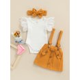 thumbnail image 3 of Honganda Girls Flying Sleeve Romper + Solid Color Suspender Skirt + Headband, 3 of 9