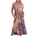 thumbnail image 1 of Dvkptbk Robes d'Été pour Femmes 2024 Mode Décontractée Bohème à Fleurs Robes de Plage Manches Courtes Col Rond Robe d'Été Fluide Maxi Robe de Plage Longue Robe Midi de Plage avec Poches P-2TG, 1 of 3
