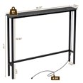thumbnail image 2 of Ktaxon 39" Narrow Console Sofa Table with Power Outlets and USB Ports, Long Couch Table with Metal Frame and Charge Station with 4.9ft Extension Cord, Black, 2 of 9