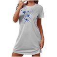 thumbnail image 2 of Chemises de Nuit pour Femmes, Chemise de Nuit Courte Surdimensionnée pour Femmes Mode à Imprimé sur la Poitrine à Manches Courtes, 2 of 7