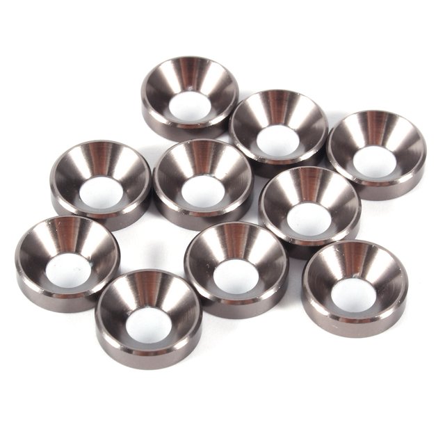 10Pcs M5 Anodized Countersunk Head Washers Gasket Aluminum Alloy Titanium Gray