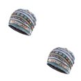 thumbnail image 4 of Maytalsory Bonnet Ethnique Style Hijab Floral Imprimé Coloré Turban Réglable Oreille Protection Style Accessoires Bonnet Bleu Bande 2Set, 4 of 6