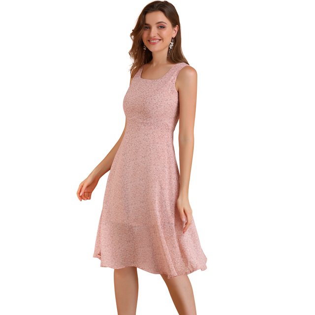 INSPIRE CHIC Robe Midi Sans Manches Vintage à Imprimé Cerise pour Femmes