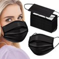 thumbnail image 1 of LoonWear Black F Masks, 3-Ply Black Masks Disposable 100 Pk (Premium Comfort Soft White Inside) Breathe Easy Black 100 Pack, 1 of 5