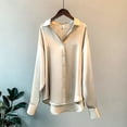thumbnail image 3 of GigrtiJin Chemises Boutonnées pour Femmes Automne Manches Longues Col Rabattu Couleur Unie Mode Décontractée Confortable Hauts Amples, 3 of 5