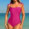thumbnail image 2 of Sentmoon Bathing Suit Spaghetti Strap Oversized Womens Swimsuits Bikini Ladies' Solid Color Bikini with Lace Up Backless Fashion Swimsuit Delightful for Vacation & Resort Wear S, 2 of 6