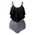 thumbnail image 1 of Pisexur Swimsuits for Women Two Piece Bathing Suits Ruffled Flounce Top with High Waisted Bottom Bikini Set, 1 of 3