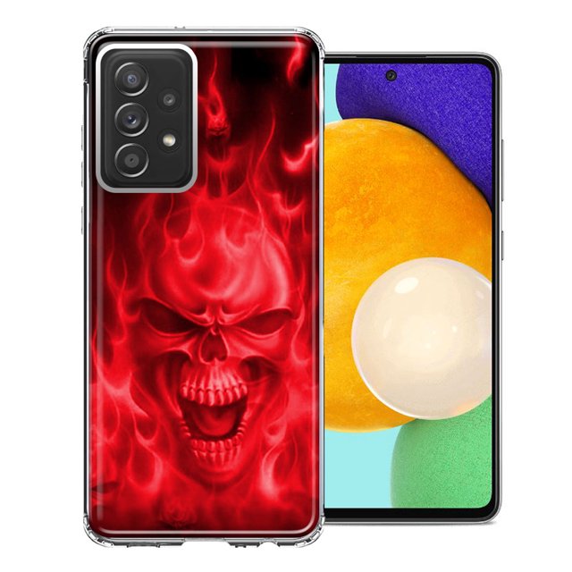 MUNDAZE Samsung Galaxy A72 Red Flaming Skull Double Layer Phone Case Cover
