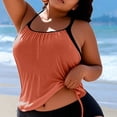 thumbnail image 5 of FAVIPT 2 Piece Tankini Womens Swimsuit Tummy Control Ruched Drawstring Swimwear Tropical Beach Comfy Bathing Suit Orange,L, 5 of 5