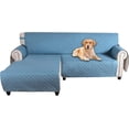 thumbnail image 2 of CHOK L-Shape Sofa Slipcover Sectional 3 Seater Chaise Cover Pet Dogs Couch Protector  (Black Large), 2 of 11